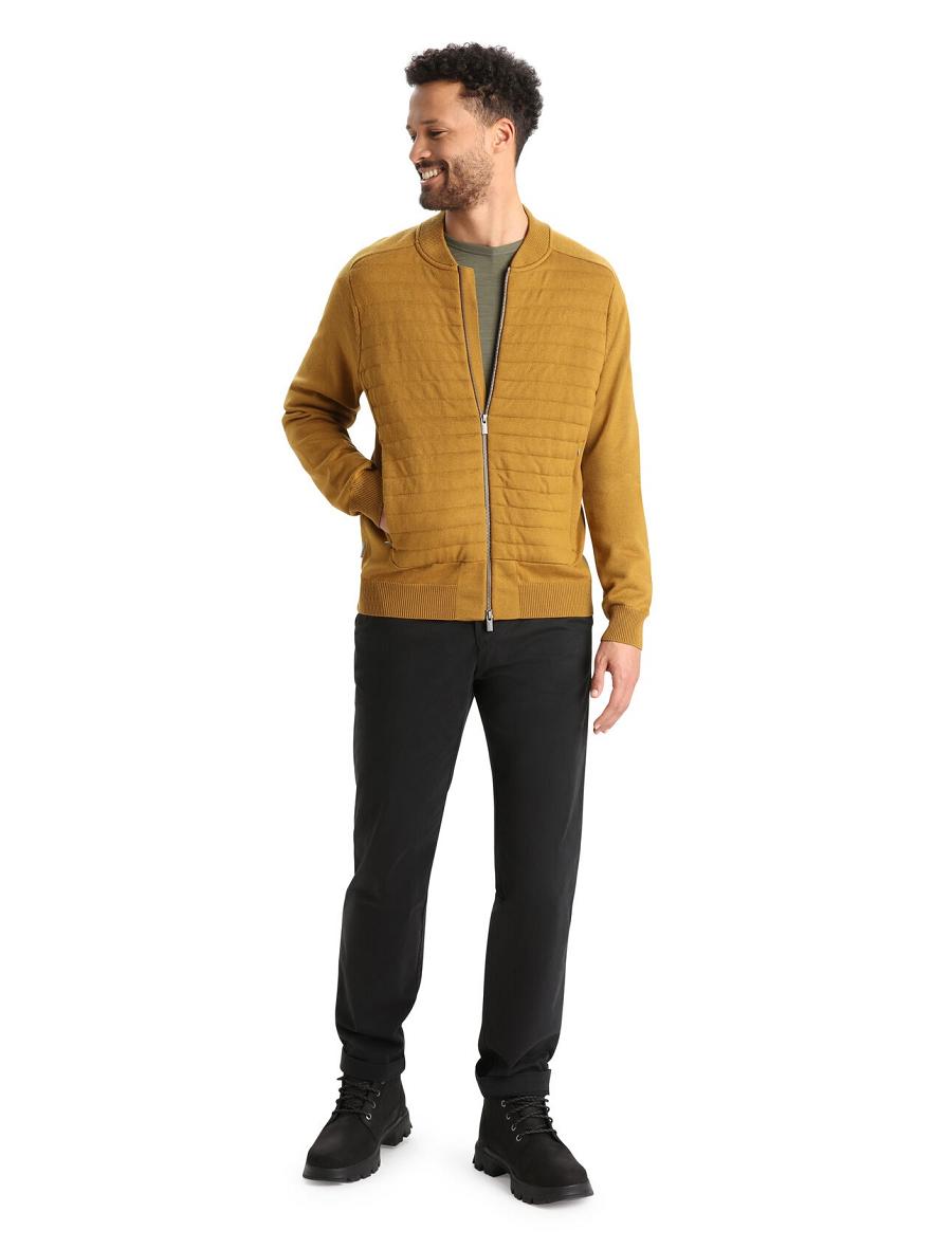 Clove Icebreaker City Label ZoneKnit™ Merino Insulated Knit Bomber Men's Hoodie | AU 1264MQZA